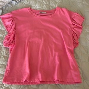 Zara pink t shirt with cute sleeves